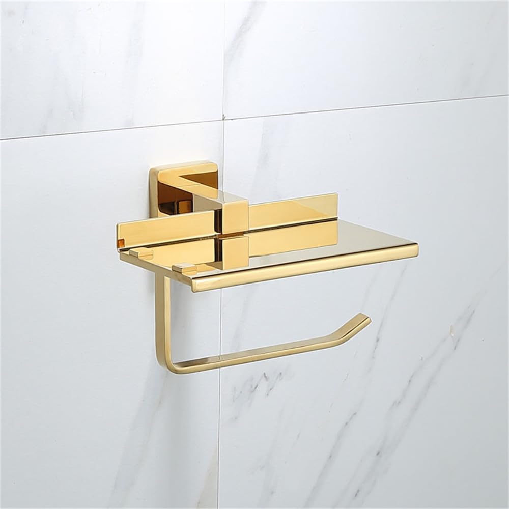Porte-serviettes en laiton doré et accessoires pour organiser une salle de bains moderne