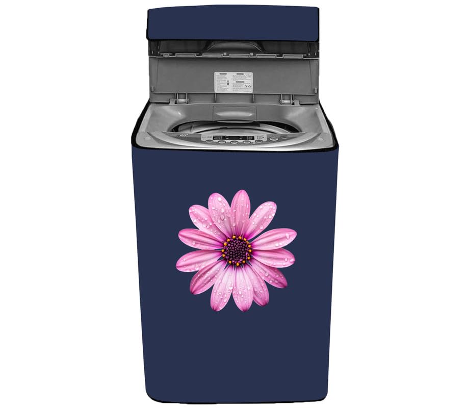 Image of Waterproof Top load washing machine cover Compatible for LG & SAMSUNG 8.5 Kg to 10KG Solid Blue flower beautiful pink daisy print