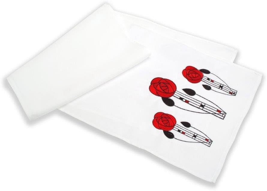 Justina Claire Table Runner in a Mackintosh Rose Design (14x54, red)