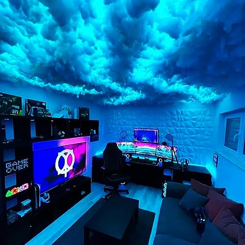 MAKIPERFE 3D Thundercloud LED Light Kit DIY Cotton Cloud Lights Creative Thunder Cloud Lamp Music Sync Multicolor Atmosphere Strip Light Wall Ceiling Lights for Bedroom Gaming Room Party,2m/6.5ft