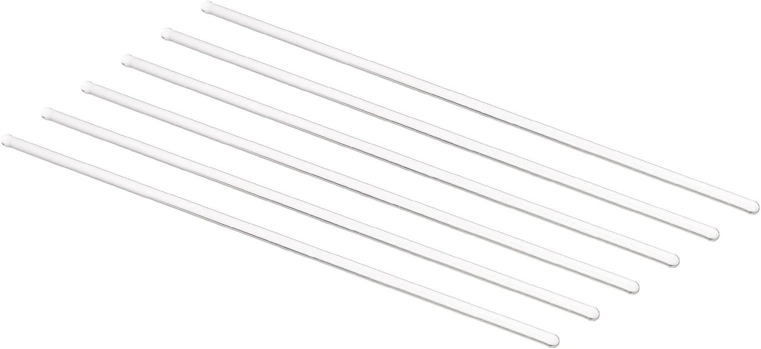 sourcing map 3.3 Borosilicate Glass Stick 7.87" Length 4mm Dia Stir Rod Mixing Tools with Both Ends Round for Lab Kitchen Science 6Pcs