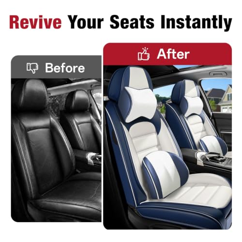 Image of Deluxe Front Seat Covers for Toyota Camry 2015-2026, Blue-White