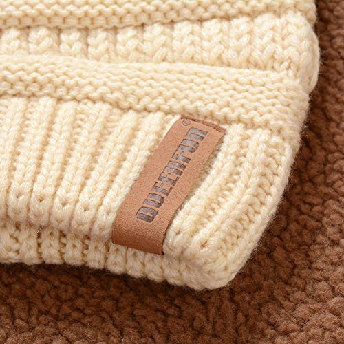 image for QUEENFUR Women Knit Slouchy Beanie Chunky Baggy Hat with Faux Fur Pomp