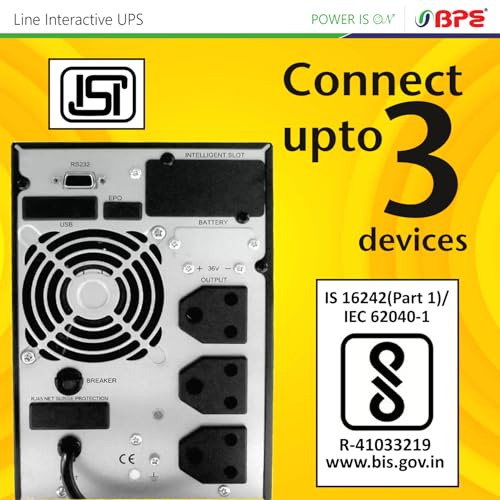 Image of BPE UPS MF1103B8 3 kVA Power Backup & Protection | 8 Batteries (7 Ah Each) | Advanced LCD Display | Automatic Voltage Regulation (AVR) | Overload & Short Circuit Protection
