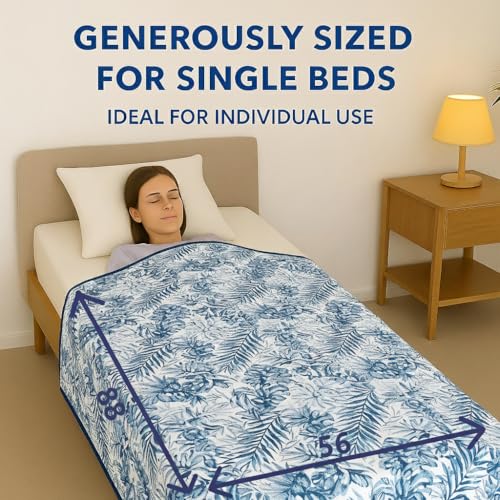 Image of Danip 100% Cotton Reversible AC Dohar Blanket, Throw - Printed Soft, Skin-Friendly, Lightweight & Ideal for All-Weather - 3 Layered Single Bed Dohar for AC Rooms (56 x 88 Inches) - White & Blue Leaf