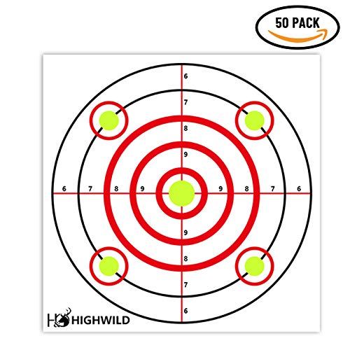Highwild Paper Targets - Bullseye Shooting Targets Sheet Paper - For Air Rifle/Airsoft Pistol Practice Bullet Traps - 11"X 11", 50 Pack #TOP1