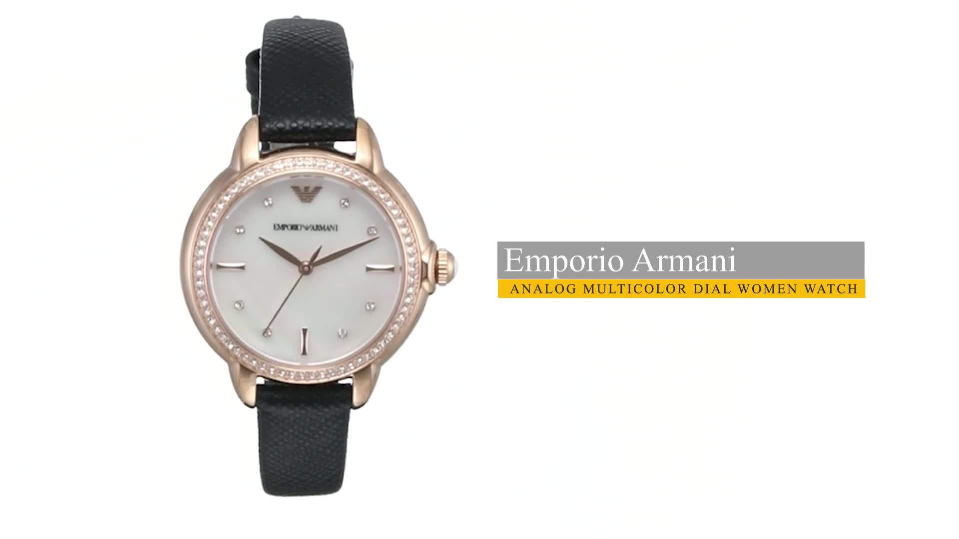 Emporio Armani Leather Analog Multicolor Dial Women Watch 