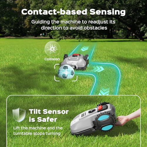 2026 New Robot Lawn Mower with App Control – Features Adjustable Cutting Height, Auto-Charging, Obstacle Detection and Brushless Motor for Lawns Up to 1/8 Acre, Gray by YARDCARE - Image 4