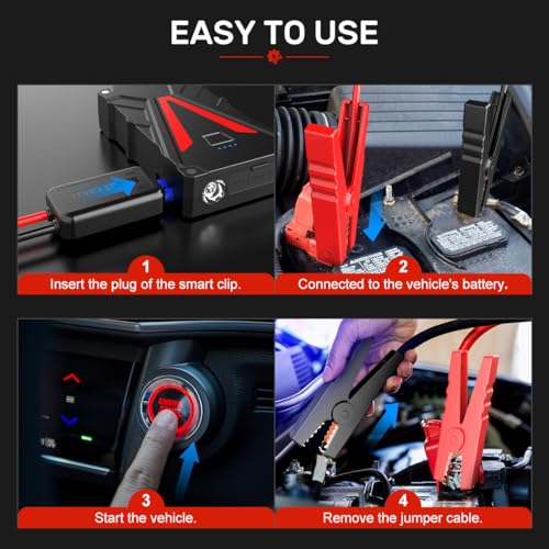 Buture Vac BR300 Car Battery Jump Starter 2500A 13800Mah Jump Box (8.0L Gas/7.0L Diesel) Portable Car Jump Starter Battery Pack 12V Lithium Car Battery Jumper Starter thumb #5