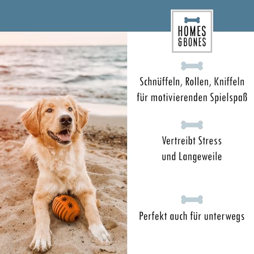Homes&Bones Doggy Egg Hundespielzeug befüllbar aus Naturkautschuk zur Hundebeschäftigung als Futterball & Intelligenzspielzeug für mittlere bis große Hunde orange