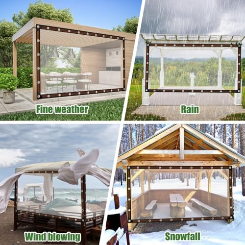 Lona impermeable transparente de PVC con ojales para proteger el exterior 5