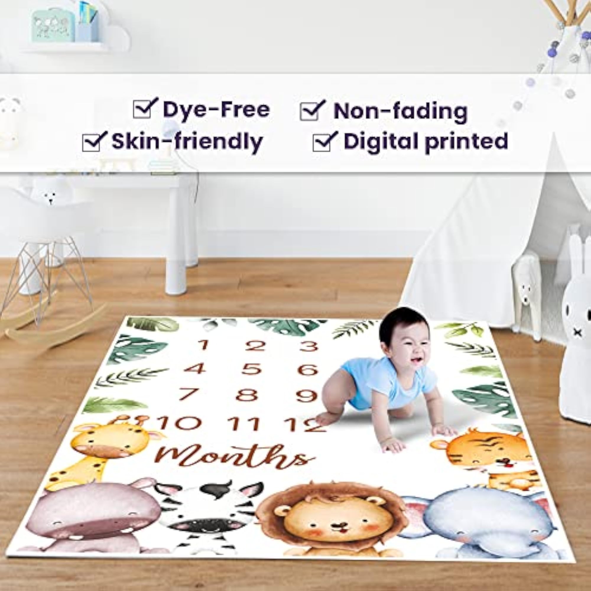 Baby Monthly Milestone Blanket for Photography, Gift Set