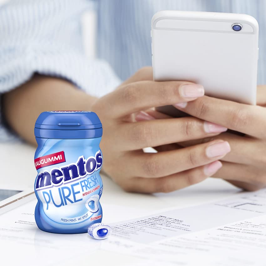 Mentos Kaugummi Pure Fresh Mint, 6 Boxen zuckerfreie Chewing Gum Dragees mit Pfefferminz-Geschmack & flüssiger Füllung… – Ansicht 3