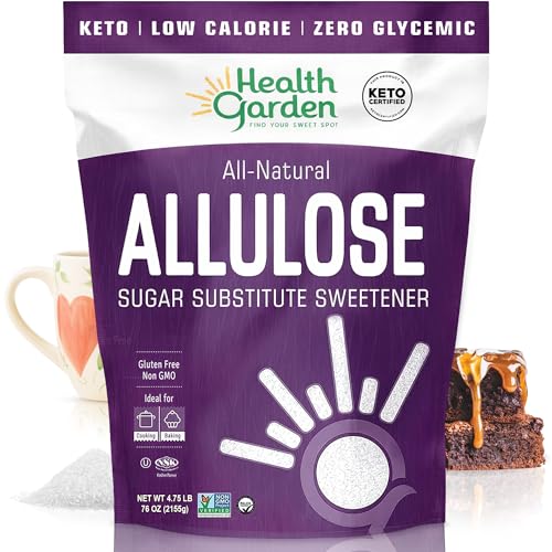 Health Garden Allulose Sweetener, 4.75 lb - Gluten and Sugar Free - Zero Net Carb - Non GMO - Kosher - Keto Friendly (76 OZ)