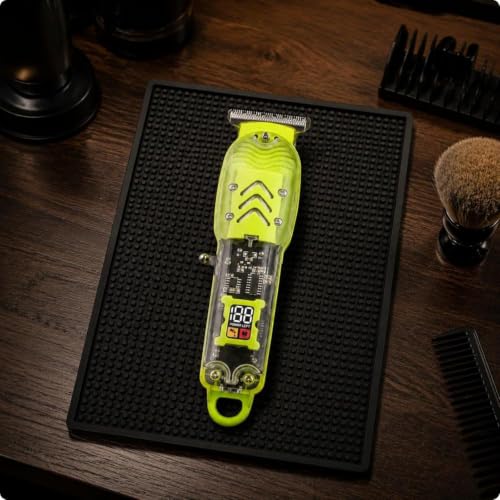 Image of Transparent Hair Trimmer with Digital Display | Rechargeable Electric Hair Clipper with Guide Combs | Cordless Detail Trimmer for Hair, Beard & Grooming | Yellow