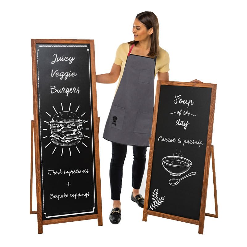 Wonderwall Freestanding Double-Sided Dry-Wipe Chalkboard with Wood Frame | Display Board - Two Sizes Avaliable (H) 1020 x (W) 440mm