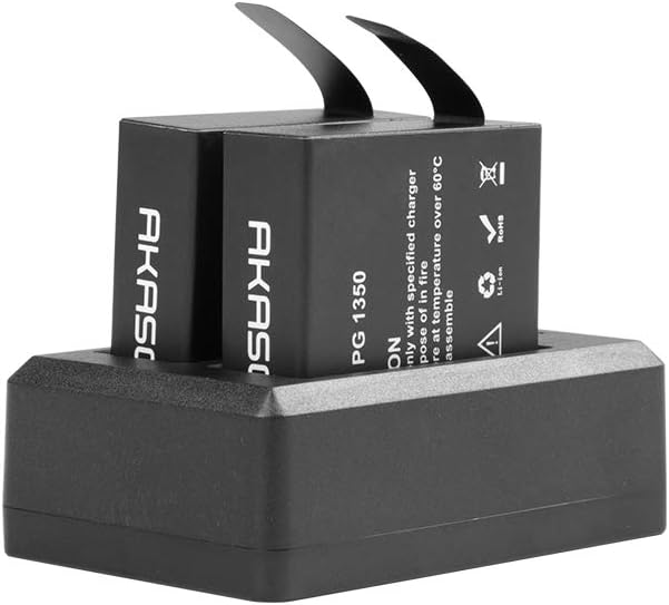 AKASO Brave 7 LE 2 x 1350mAh Rechargeable Action Camera Battery with USB Dual Charger