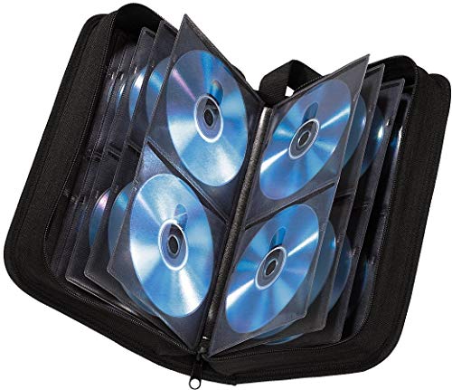 Hama CD Tasche für 80 Discs/CD/DVD/Blu-ray (Mappe zur Aufbewahrung, platzsparend für Auto und Zuhause, Transport-Hüllen) Schwarz