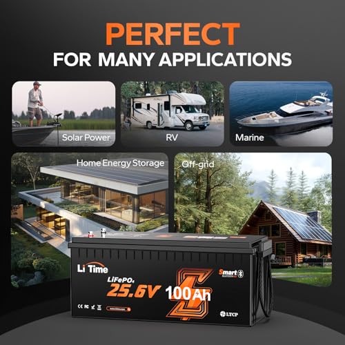 Image of LiTime 24V 100Ah Bluetooth LiFePO4 Lithium Battery, Low-Temp Cutoff Protection, Built-in 100A BMS, 4000+ Deep Cycles for Trolling Motors, RVs, Marine, Off-Grid, Home Energy