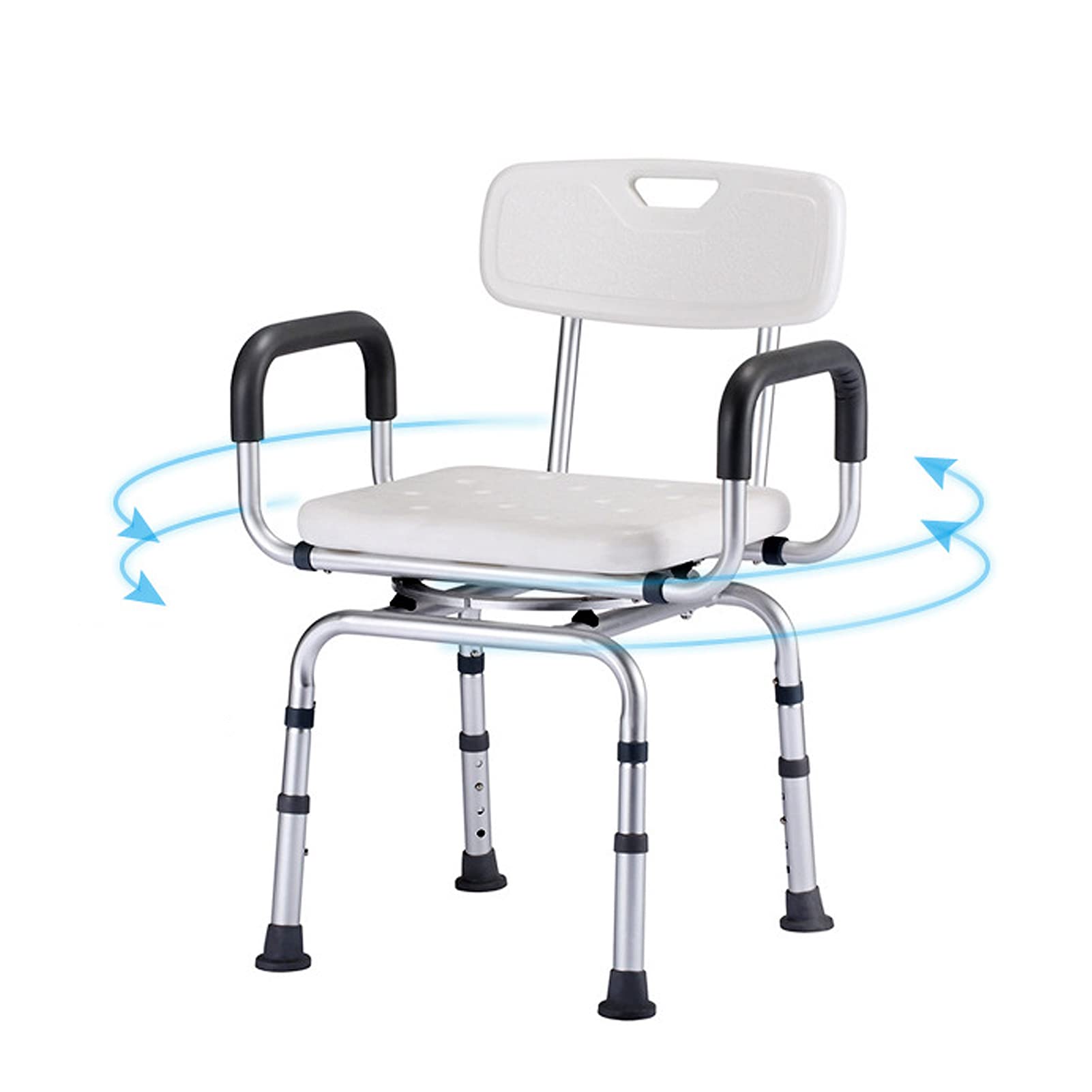 HOLiv Silla De Ducha 360º Giratoria BañEra Silla Ajustable En Altura Silla De Ducha Reposabrazos para Asiento Giratorio para Ancianos Personas Mayores, Carga Máxima 150 Kg
