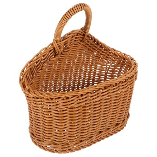 Cesta de pared de plástico marrón para ordenar la cocina rural y preparar recetas cómodamente 2