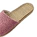 Hwayslon Fashion Unisex Linen Summer Skidproof Indoor Slippers (7-8 (Women), Pink-N, numeric_7)