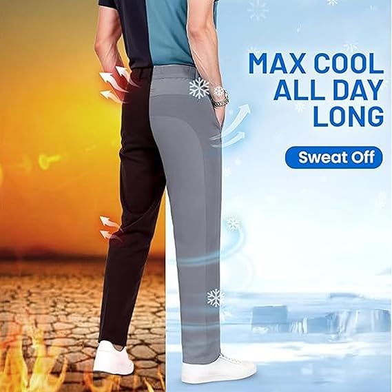 Enachic Pants, Ice Silk Mesh Panel Casual Pants, Jogging Stretch Track Pants with Pockets for Men4