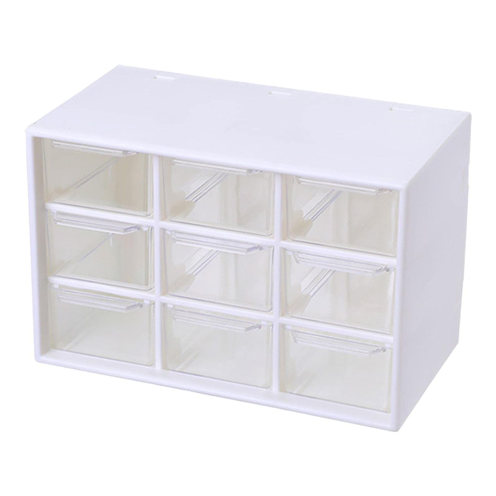 WOVEBIUS Desktop Drawer Box Dustproof for Jewelry Cosmetics Home Office 9 Grid White