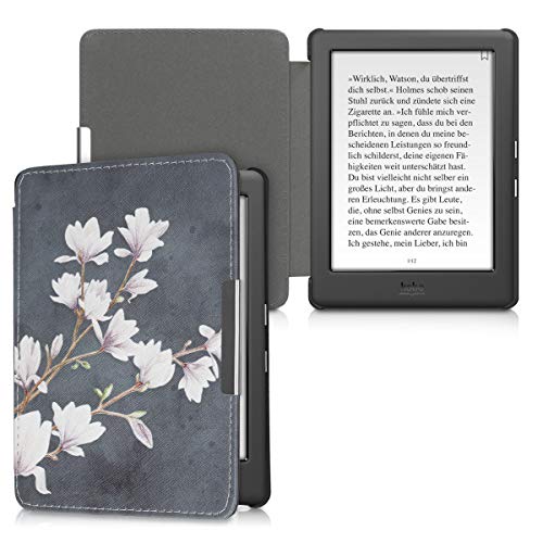 kwmobile hoes compatibel met Kobo Glo HD/Touch 2.0 - Case voor e-reader in taupe/wit/donkergrijs - Magnolia - Image 6