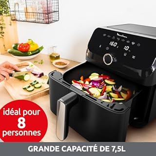 Moulinex Easy Fry Mega, air fryer compact, Mono tiroir 7.5 L, Jusqu’à 8 personnes, 8 programmes, noir EZ8558F0