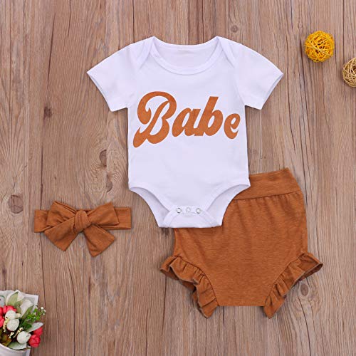 Sdghg LZM-BYCN-7IWJCA1 Newborn Baby Girl Shorts Set Babe Letter Print Short Sleeve Romper Ruffle Shorts 3Pc Summer Outfit thumb #2