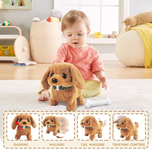 Rppiup Hund Spielzeug Kinder, Spielzeug Hund der Läuft und Bellt, Realistischer Roboter Welpe, Laufender Hunds Spielzeugs für Kinder, Elektronisches Haustier Hund für Jungen und Mädchen