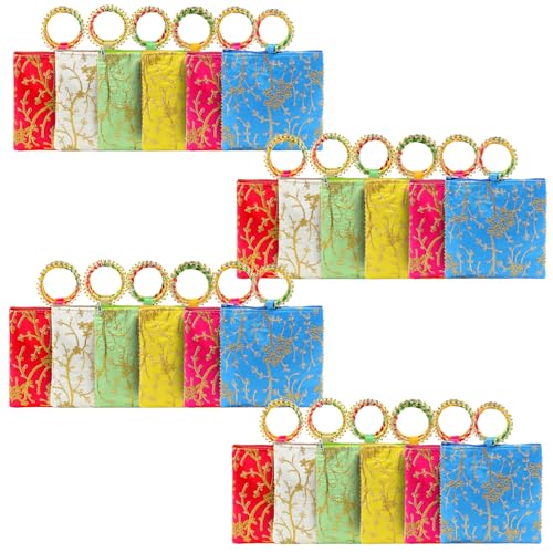 Image of Women Potli Bags Pack of 24 | Gifting Potli with Zip & Bangle Handle | Traditional Shagun Return Gifts Potli for Mehandi, Haldi, Baby Shower, Wedding, Sangeet (Embroidered)
