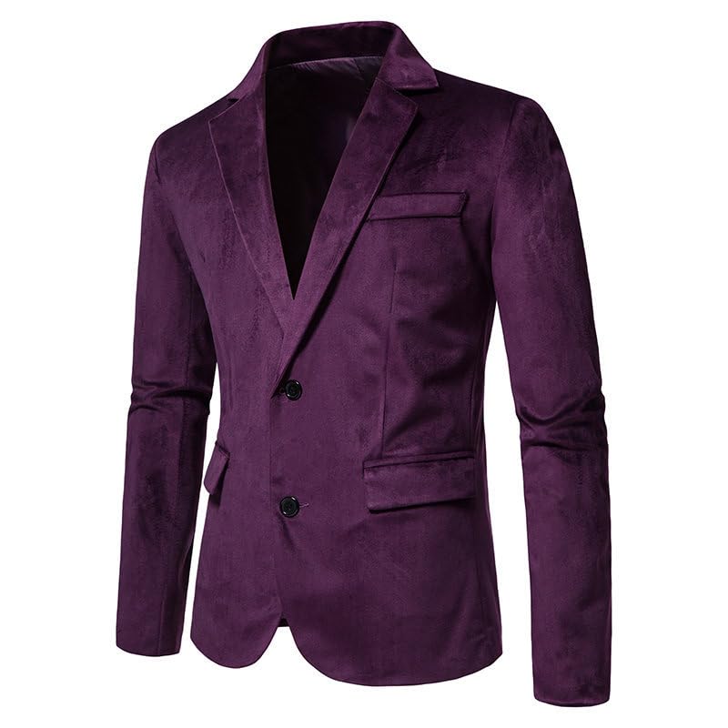 Mens Slim Fit Velvet Business Blazer Jacket Two Button Casual Wedding Jacket Sport Coat2