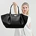 Vegetarian Artificial Leather Large Capacity Top Handle Wallet Women's Fashion Handbag (Black, Large)