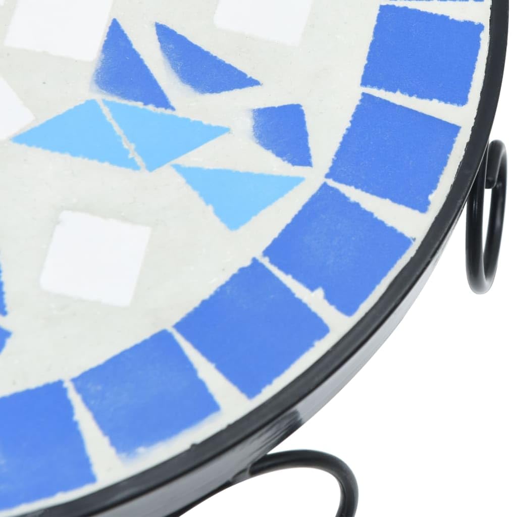 vidaXL Supporti per Piante 3 pz Blu e Bianco in Ceramica, Porta Piante, Porta Piante da Esterno, Tavolo Porta Fiori, tavolino a Mosaico