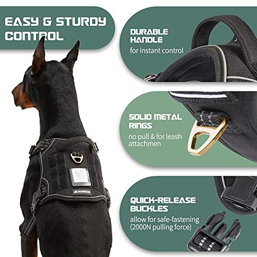 Bumbin Tactical Dog Harness For Large Dogs No Pull, Famous Tik Tok No Pull Dog Harness, Fit Smart Reflective Pet Walking Harness For Training, Adjustable Dog Vest Harness With Handle Black L #TOP4