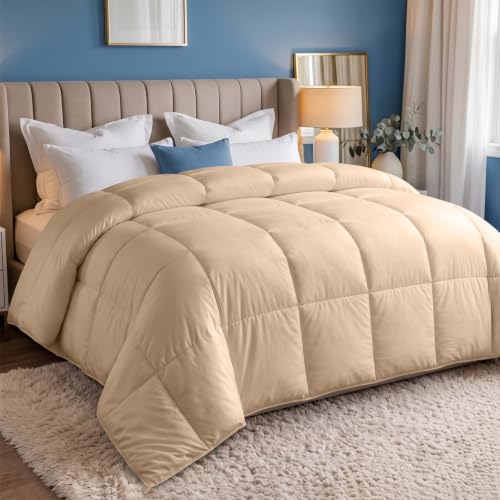 Utopia Bedding Edredón Acolchado 220x240 Cm, Edredon Cama 135 150, Relleno Nórdico 200 Gr M En 100 Microfibra Beige