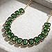 wolin Fashionable Chunky Plated Tennis Rhinestone Statement Necklace Jewelry Set for Women Multicolor gem necklace with Great Sparkle and Shine Design for Women to Easy Match (Evergreen)