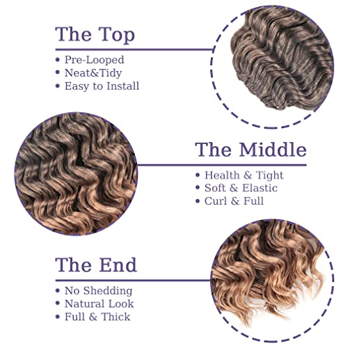 Cheveux crochet deep wave t27 légers et boucles durables