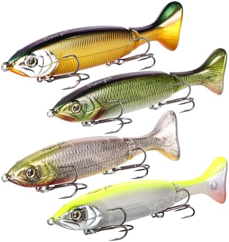 Glide Baits for Freshwater and Saltwater 4 Pcs in 1 Pack Swimbait for Bass Wake Bait Trout Walleye Pike Fishing Lures bass Fishing Lure Musky Lures Fishing Plugs