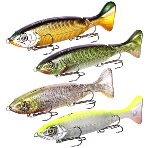 Glide Baits for Freshwater and Saltwater 4 Pcs Pack 5in 1.28OZ Swimbait for Bass Wake Bait Trout Walleye Pike Fishing Lures bass Fishing Lure Musky Lures Fishing Plugs