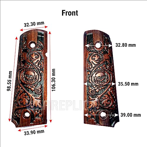 Warreplica Wwii Us M1911 / 1911 .45 Wooden Pistol Grips (Skull) - Reproduction #TOP3