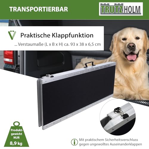 TRUTZHOLM Hunderampe klappbar 215 cm Traglast 180 kg Alu grau schwarz beschichtet Tierrampe Tasche