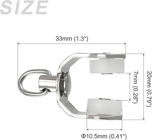Miniatura 2 de METALLIXITY Rodillos de riel de cortina (0.413in0.41 pulgadas), 20 unidades, portadores de plástico con ruedas dobles para cortina deslizante, para
