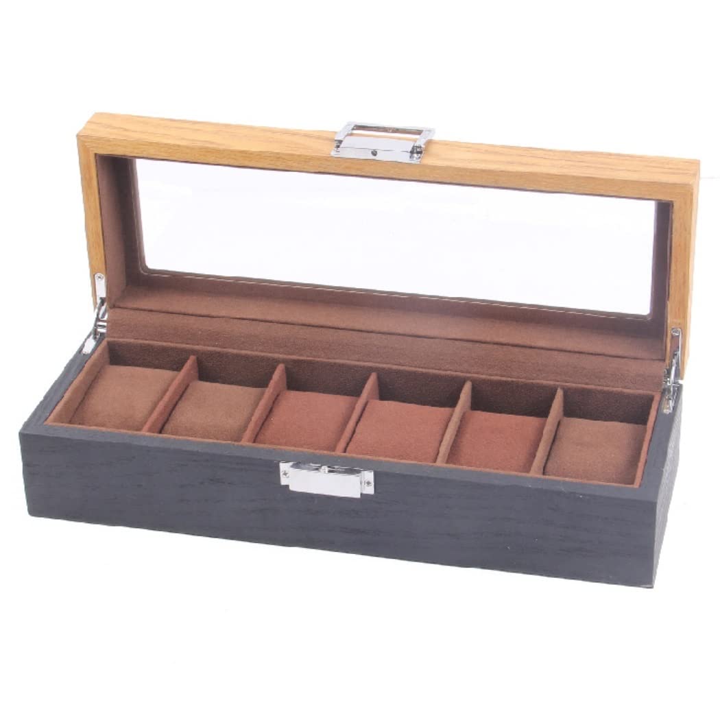 Estuche para Relojes Estuche Enrollable para Relojes Enrollador de Relojes Ranuras para Cajas de Relojes Organizador de Relojes de Madera Retro Estuche de Madera para Relojes (6 Ranuras)