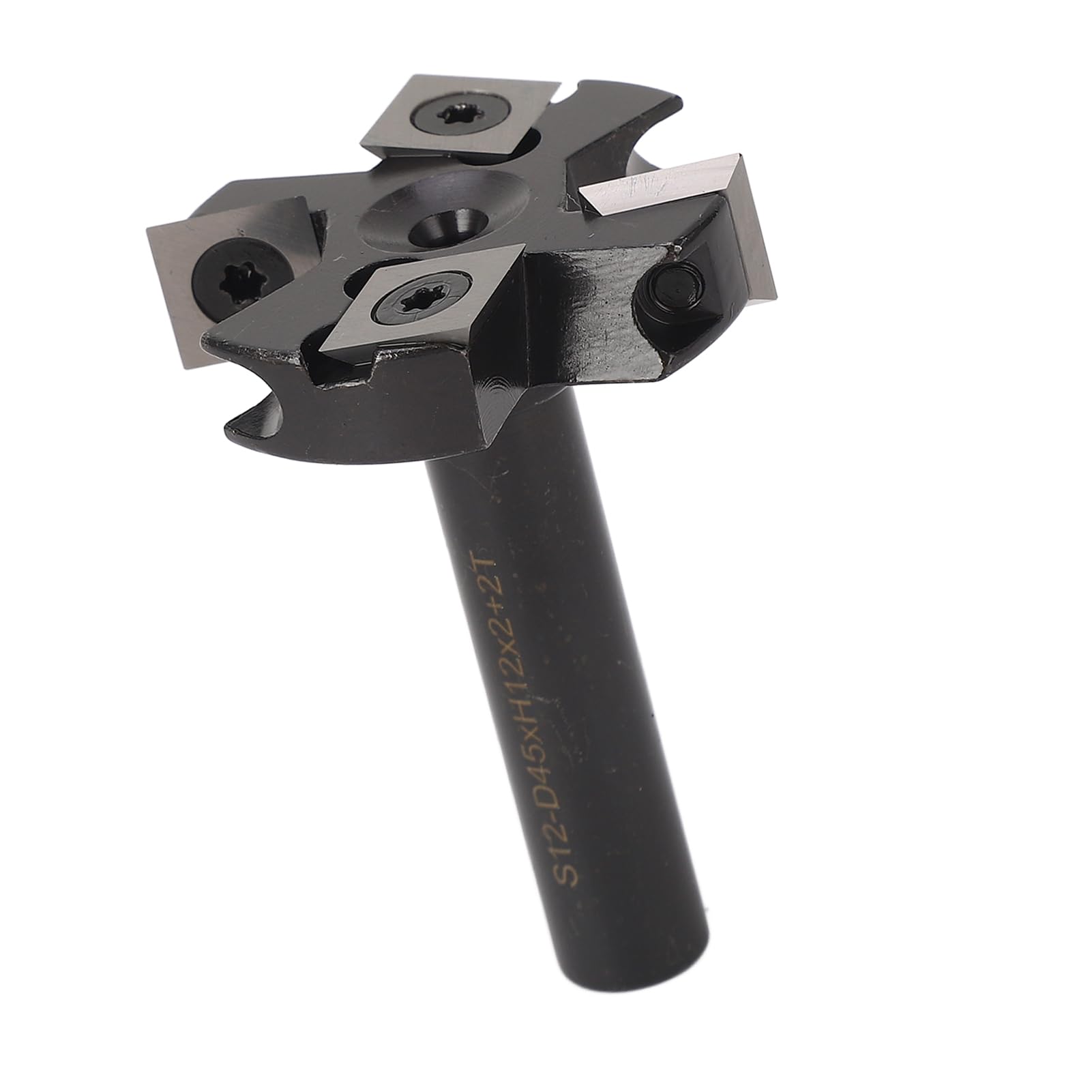 Annadue Punta per Fresa per Superficie Spoilboard, Punta per Piallatura con Inserti Indicizzabili a 4 Scanalature, Gambo da 12 Mm Diametro di Taglio 1 3/4 Pollici, per Piallatrice per Legno per