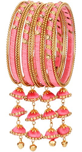 Image of NMII Get your traditions Valentine Gift for Girls & Women Silk Thread Bangle Set With Zircon For Womne & Girls