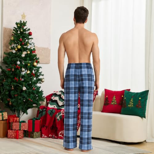 Image of U2SKIIN Mens Fleece Pajama Pants, Warm Plaid Lounge Pj Bottoms