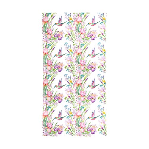 Pink Exotic Flowers Flying Hummingbird Women Long Silk Scarf, Shawl Chiffon Large Stole Headscarf, Lightweight Sunscreen Satin Scarves Wraps for Wedding Party Gift2